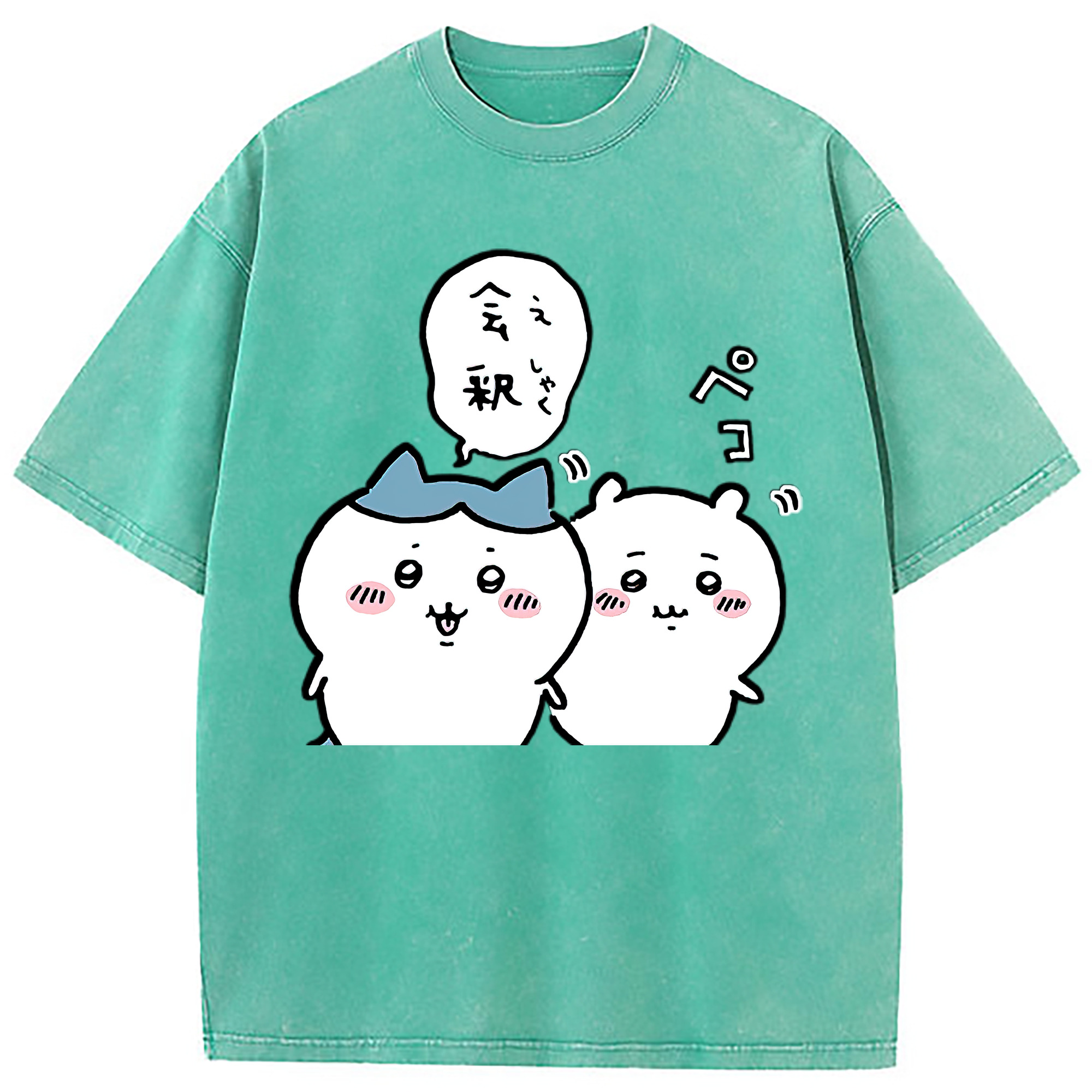 （画像用） ちいかわ ハチワレ Chii-kawa hachiware 綿100% ヴィンテージ風 半袖Tシャツ（フロントプリント）